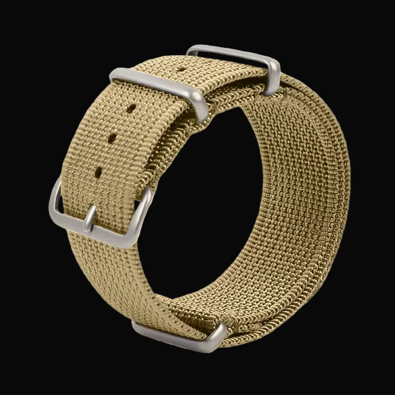 18mm Ribbed Khaki NATO Military Watch Strap
