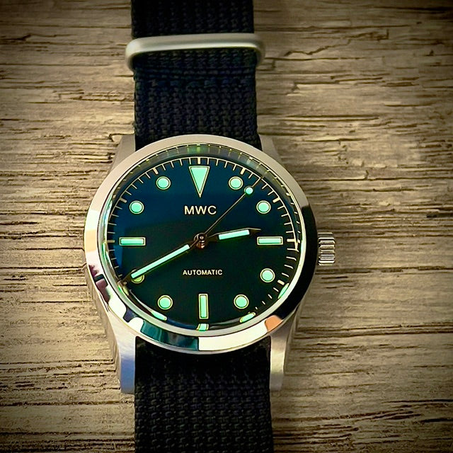 MWC Classic 1950s/1960s Pattern 25 Jewel Automatic "Adventurer" Watch with 200m Water Resistance and Retro Luminous Paint and Sapphire Crystal