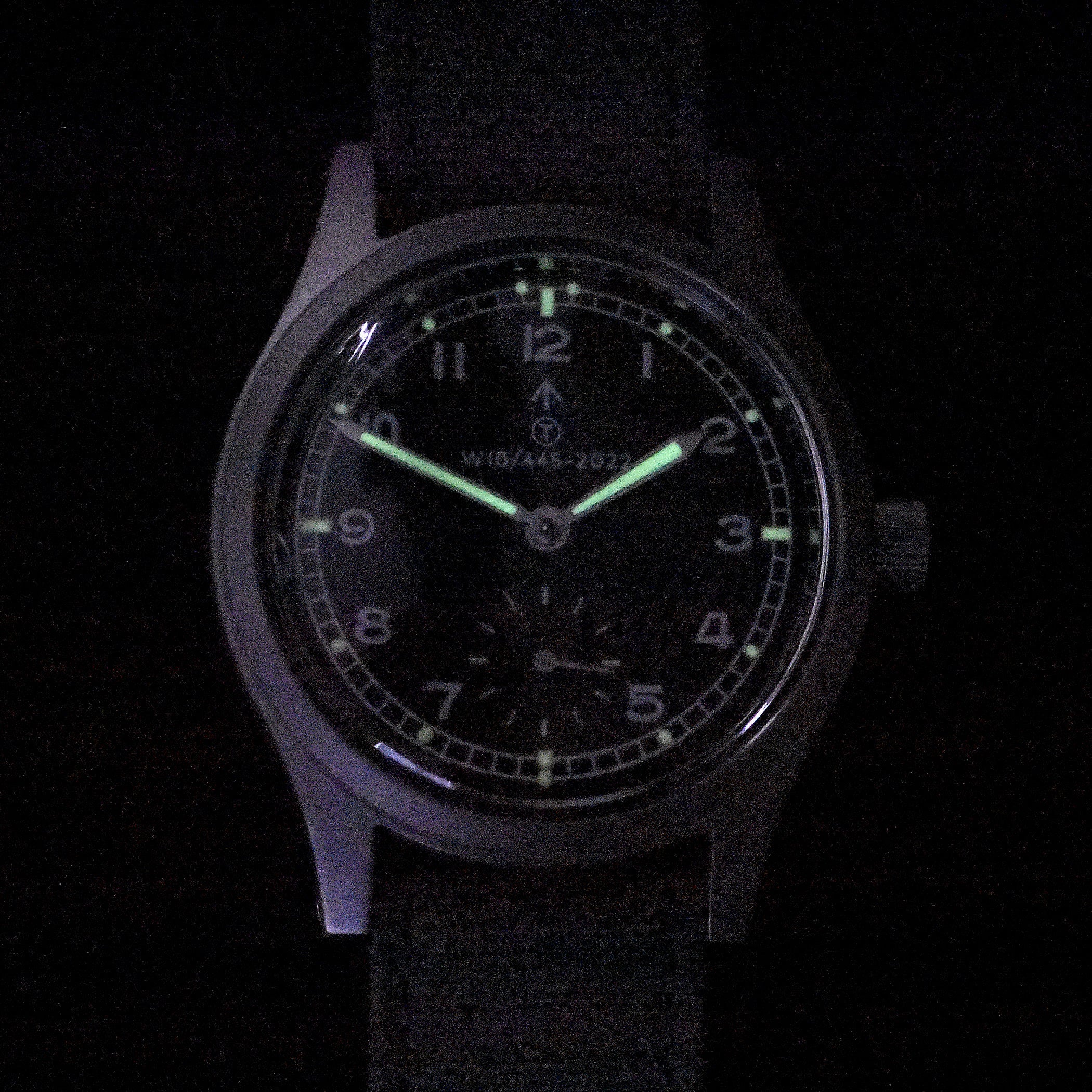 MWC 1940s/1950s "Dirty Dozen" Military Watch with 24-Jewel Swiss Sellita SW216 Handwound Movement and Domed Vintage Box Sapphire Crystal