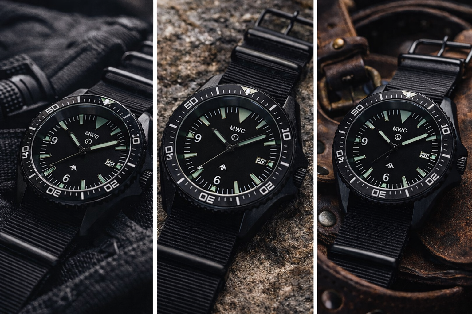 MWC Heavy Duty 300m Military Divers Watch in PVD Steel Case with Sapphire Crystal and Ceramic Bezel (Quartz)