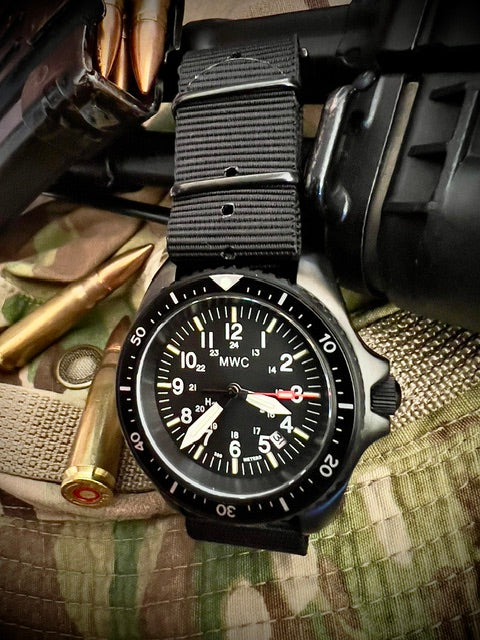 MWC Automatic Black PVD Military Divers Watch - Tritium / GTLS Illumination and Sapphire Crystal