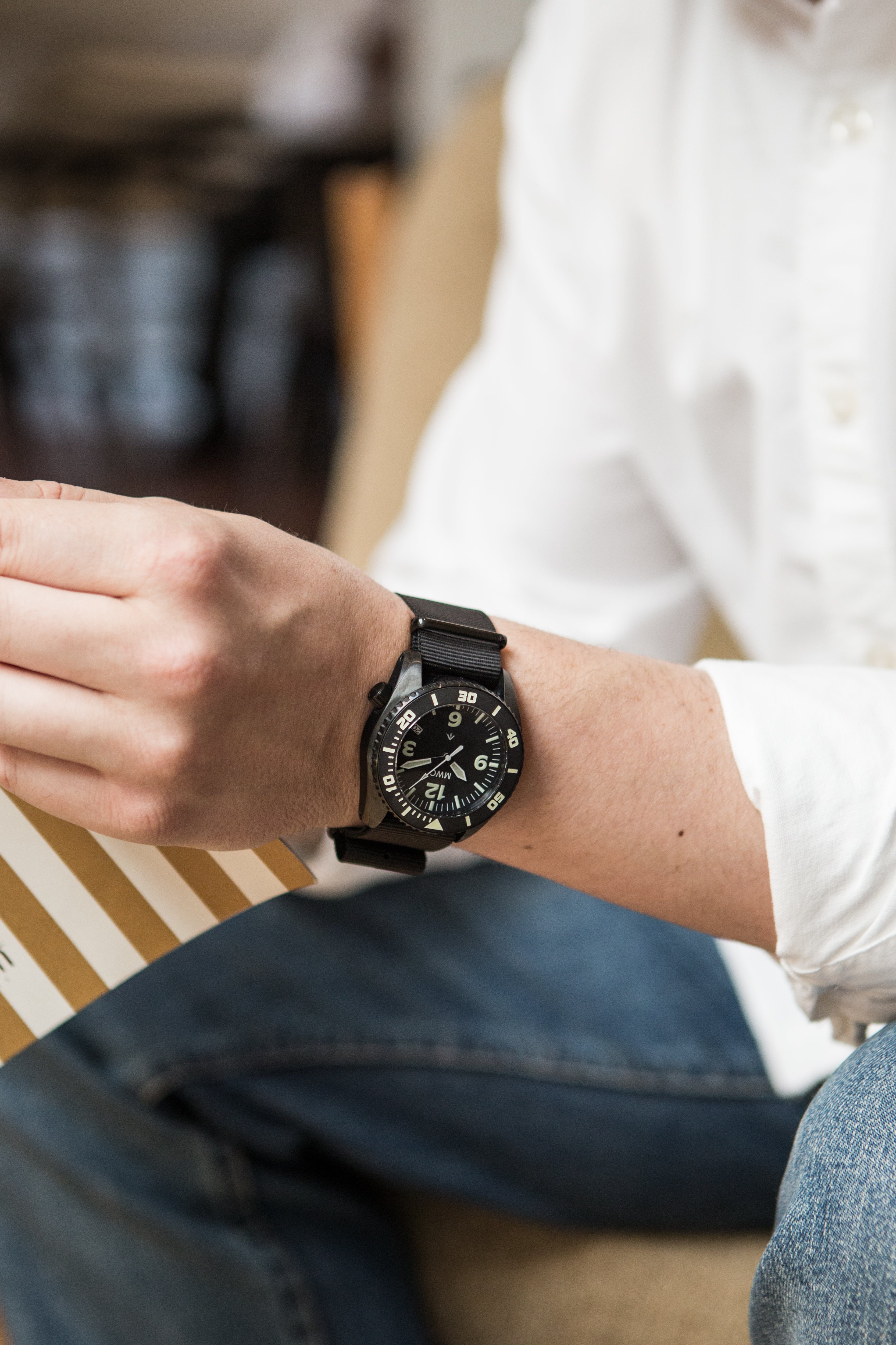 MWC "Depthmaster" 100atm / 3,280ft / 1000m Water Resistant Military Divers Watch in PVD Stainless Steel Case with Helium Valve (Automatic)