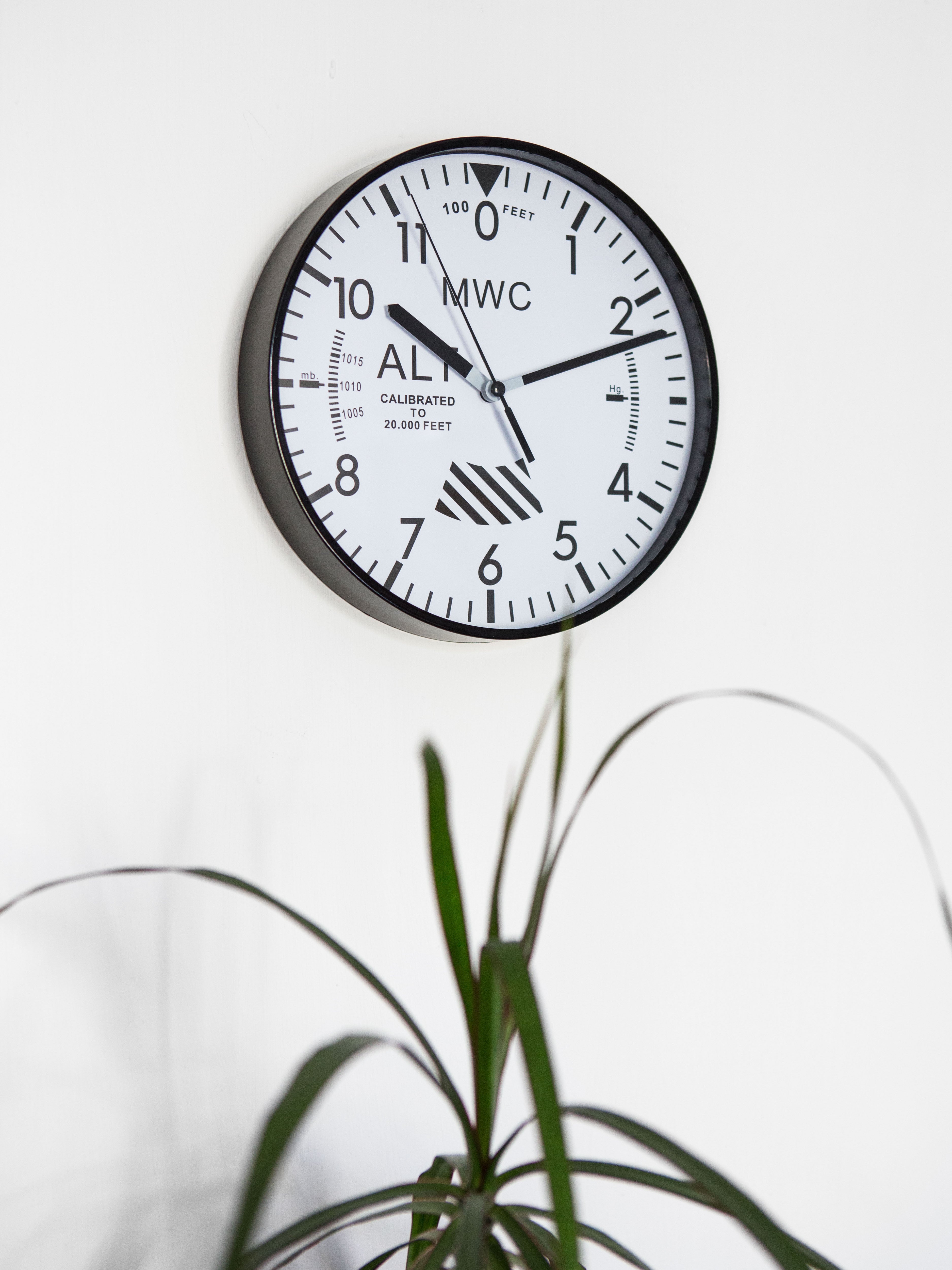 MWC Limited Edition Altimeter Wall Clock with White Dial, Silent Quartz Movement and Sweep Second Hand (Size 22.5 cm / approx 9")