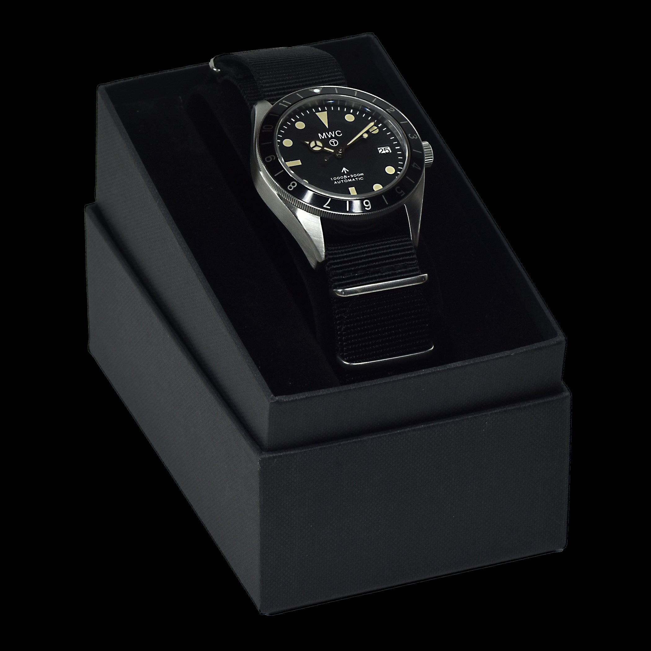 MWC Classic 1960s Pattern Dual Time Zone Automatic Divers Watch with Retro Luminova Paint and Sapphire Crystal