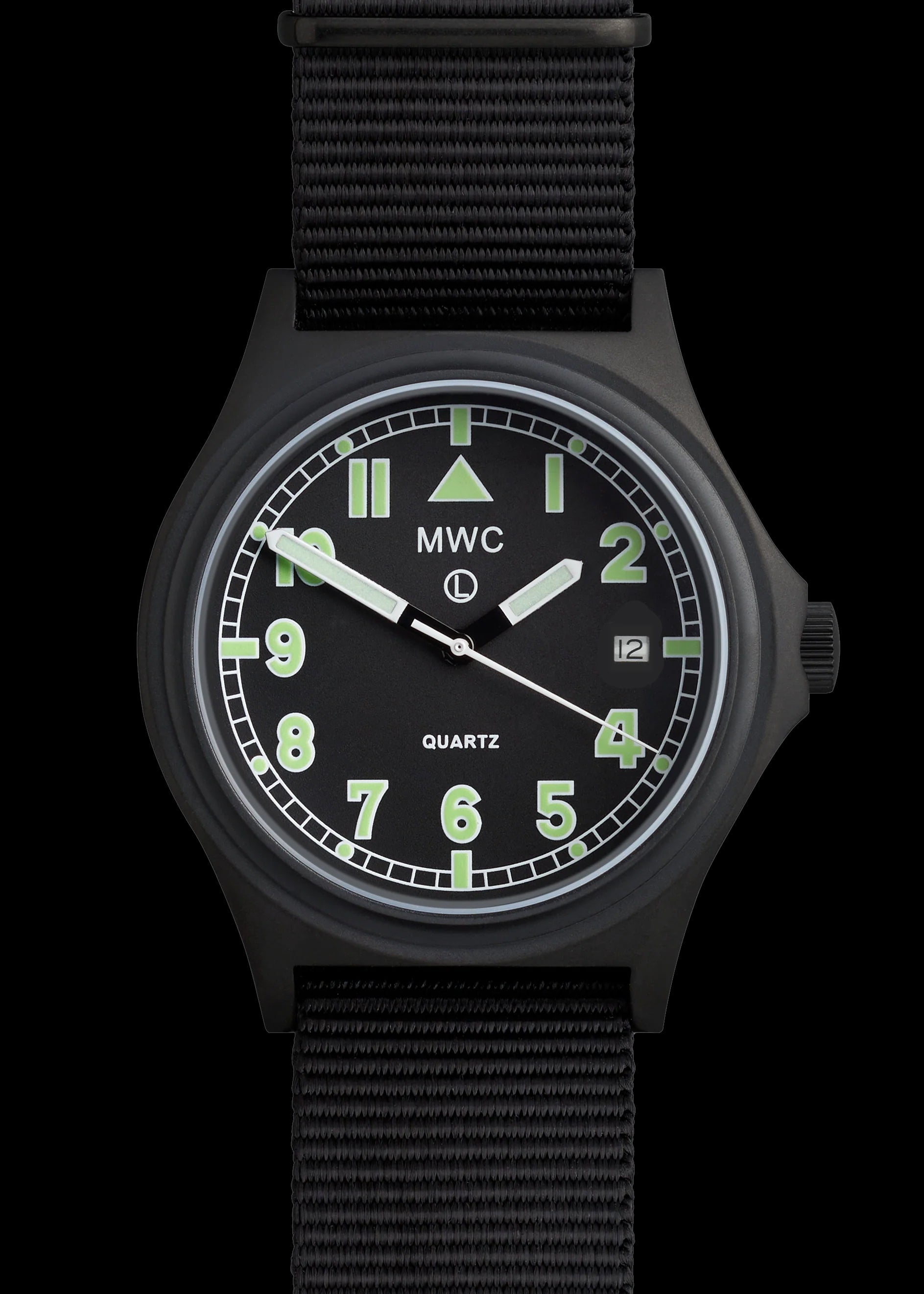 MWC G10 200m/660ft Water resistant Black PVD Steel Military Watch with Sapphire Crystal and Date - NATO Stock Number: NSN 6645-99-493-1283D