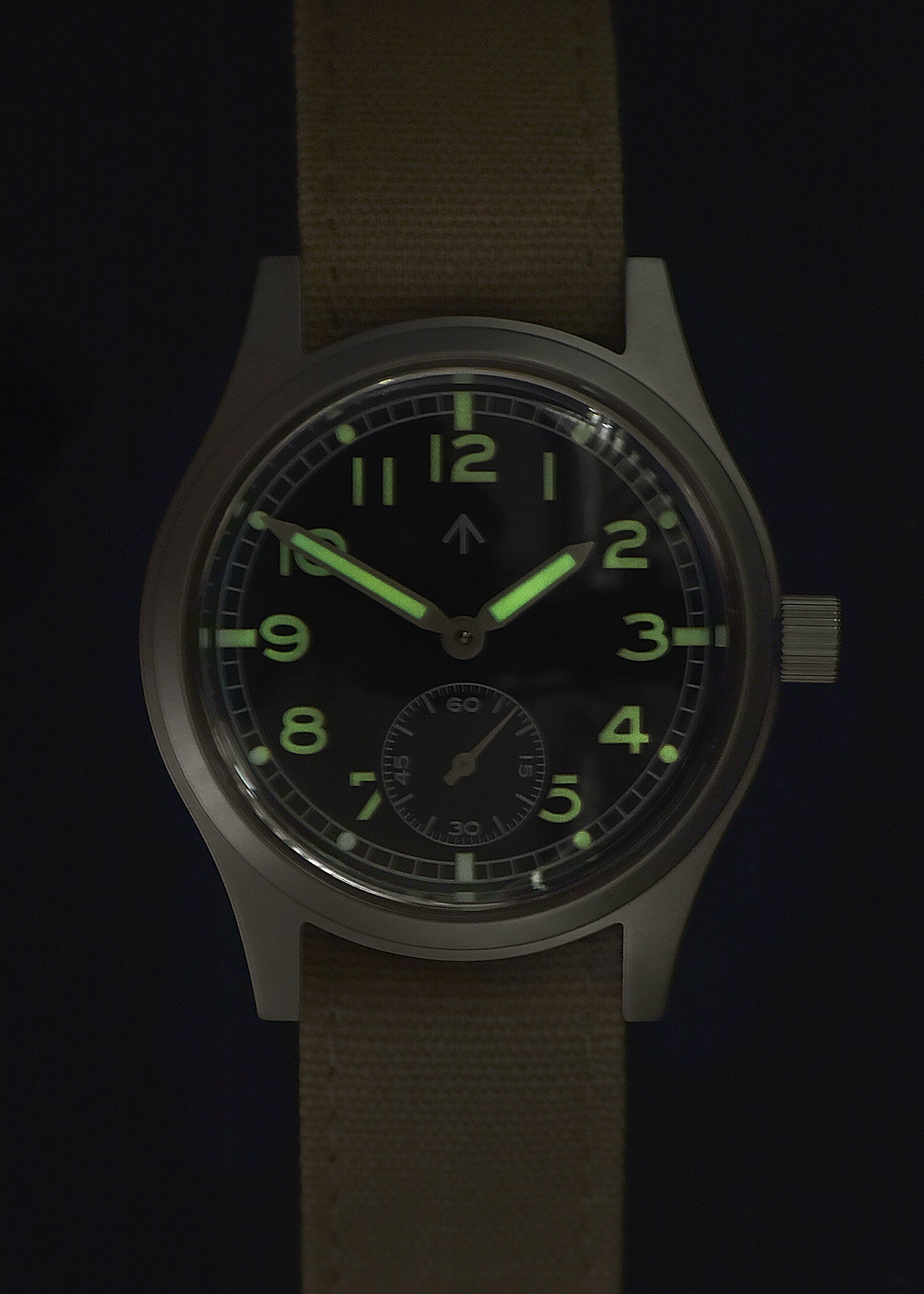 MWC 1940s/1950s "Dirty Dozen" Pattern General Service Watch with a 31 Jewel Swiss Sellita SW260 Automatic Movement and a Domed Vintage Box Sapphire Crystal