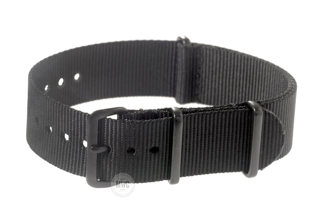 24mm Black NATO Military Watch Strap With PVD Fasteners
